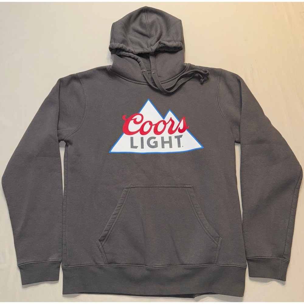 Coors Light‎ Hoodie Mens Charcoal Gray Graphic Logo Medium (Missing Tag)
